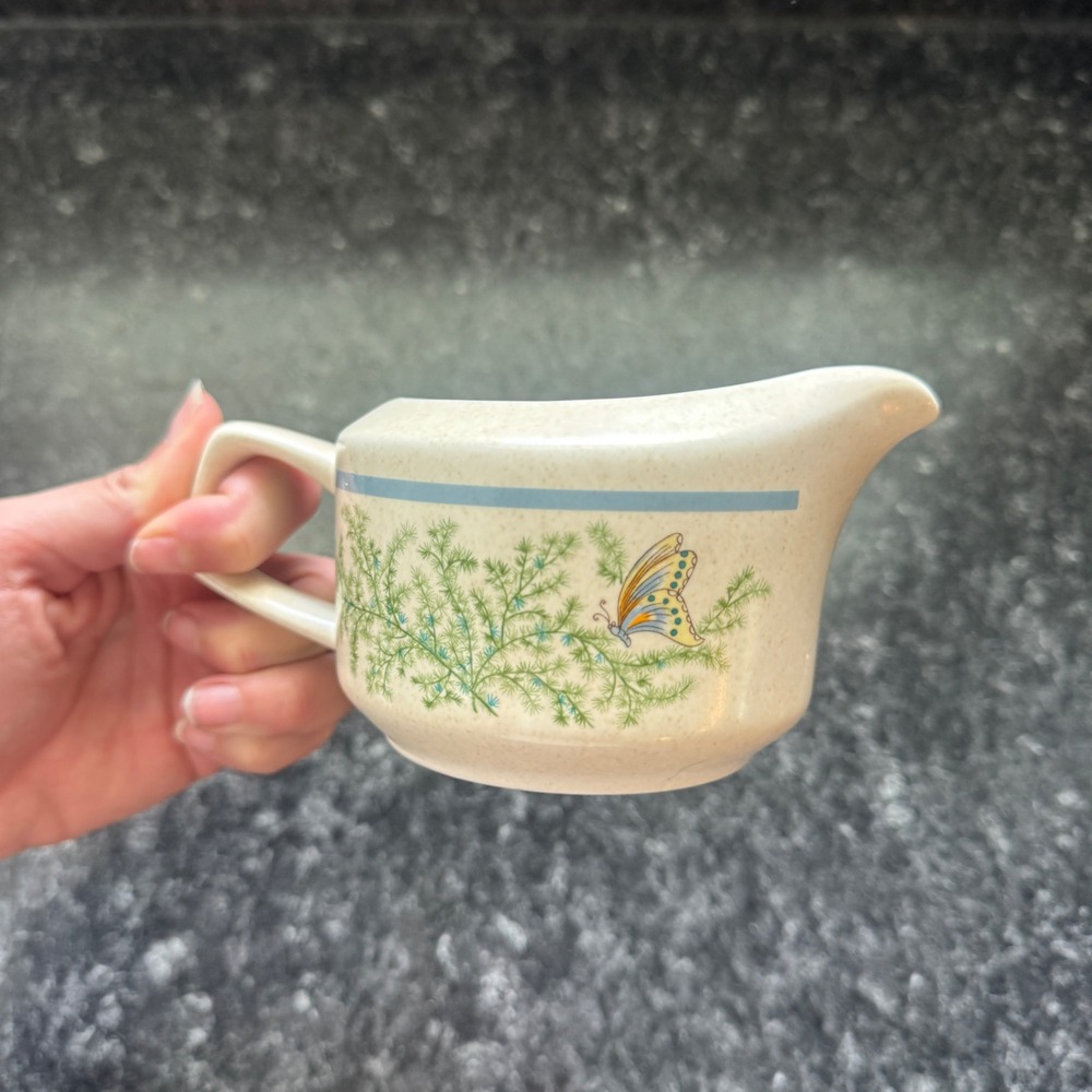 Lenox Temper-ware Fancy Free Creamer Butterfly Stoneware Pitcher Made in USA